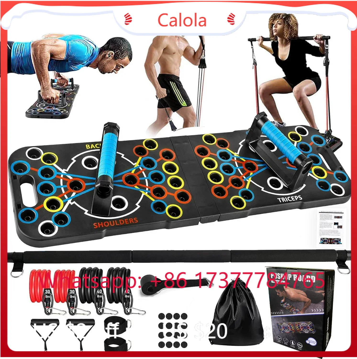 Pilates Bar Kit With Resistance Bands - 다기능 푸쉬업 보드 필라테스 바 세트