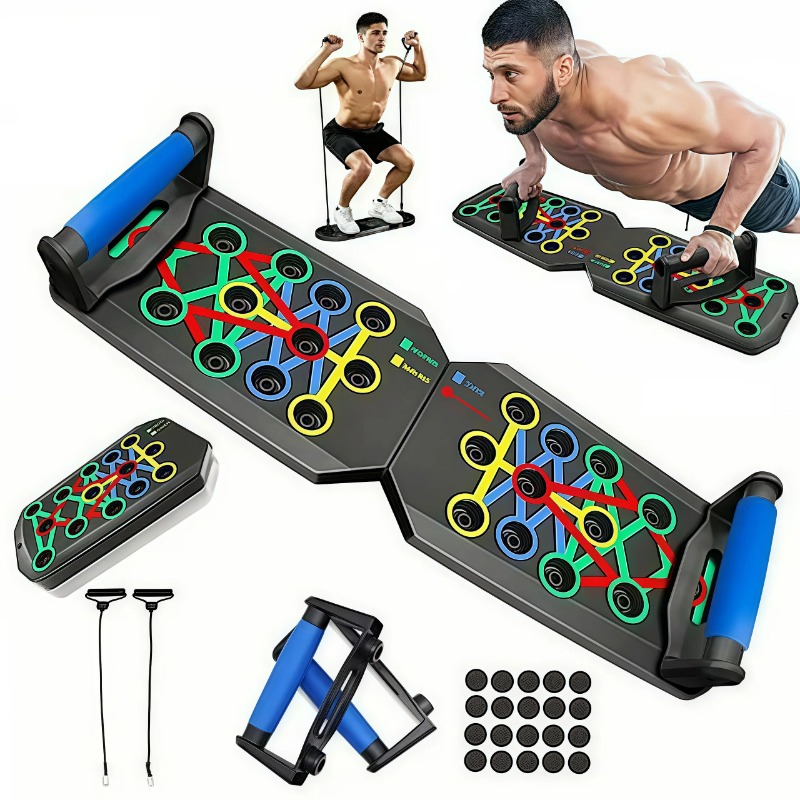 Push Up Board Foldable Multi Function - 저항 밴드가 있는 접이식 푸시업 보드,